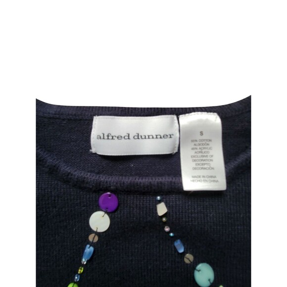 Womens Size Small Alfred Dunner 3/4 Sleeve Navy Blue Beaded Embellishments - Picture 3 of 4